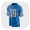 Front view of Jake Bates blue football jersey number 39 with modern athletic fit