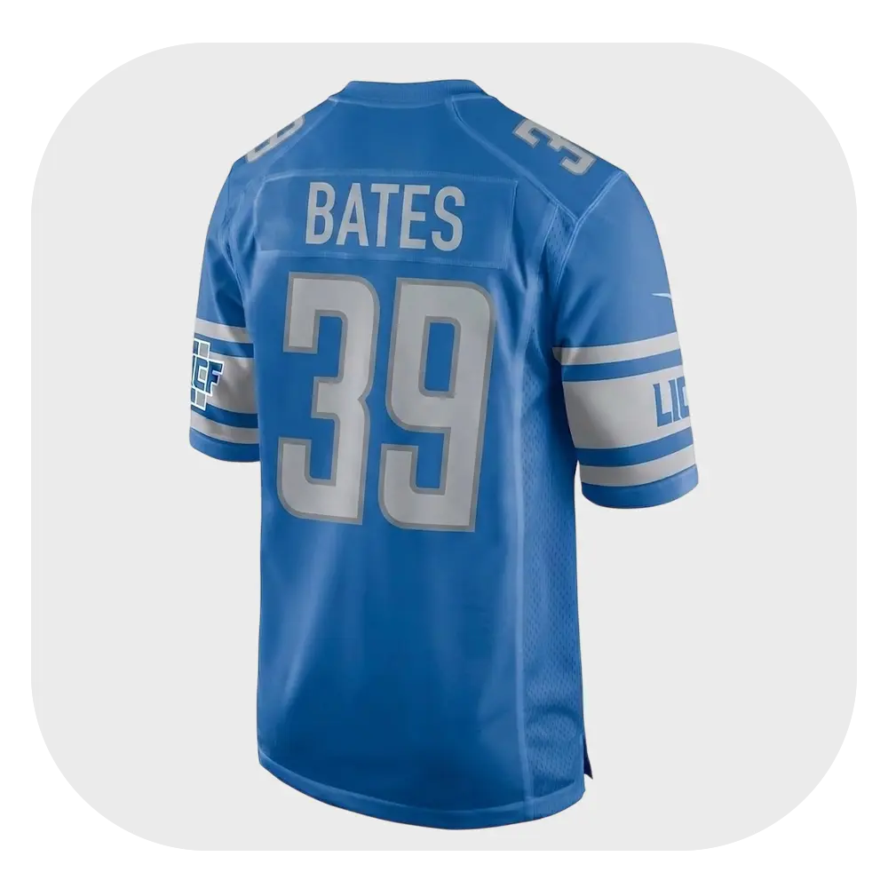 Jake Bates Blue Jersey #39 Back View Name Detail