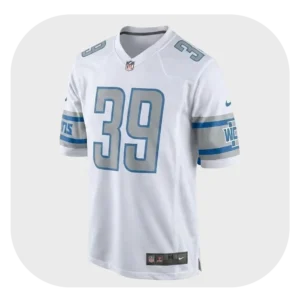 Jake Bates white football jersey worn by model front view stylish fan apparel