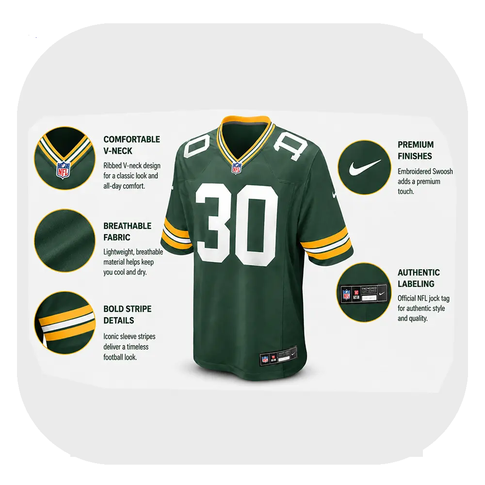 Brooks Packers Team Green Game Jersey