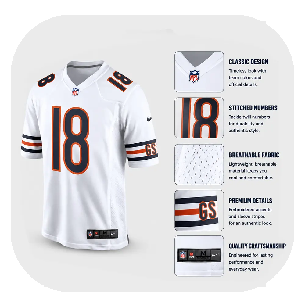 Caleb Williams Bears White Jersey