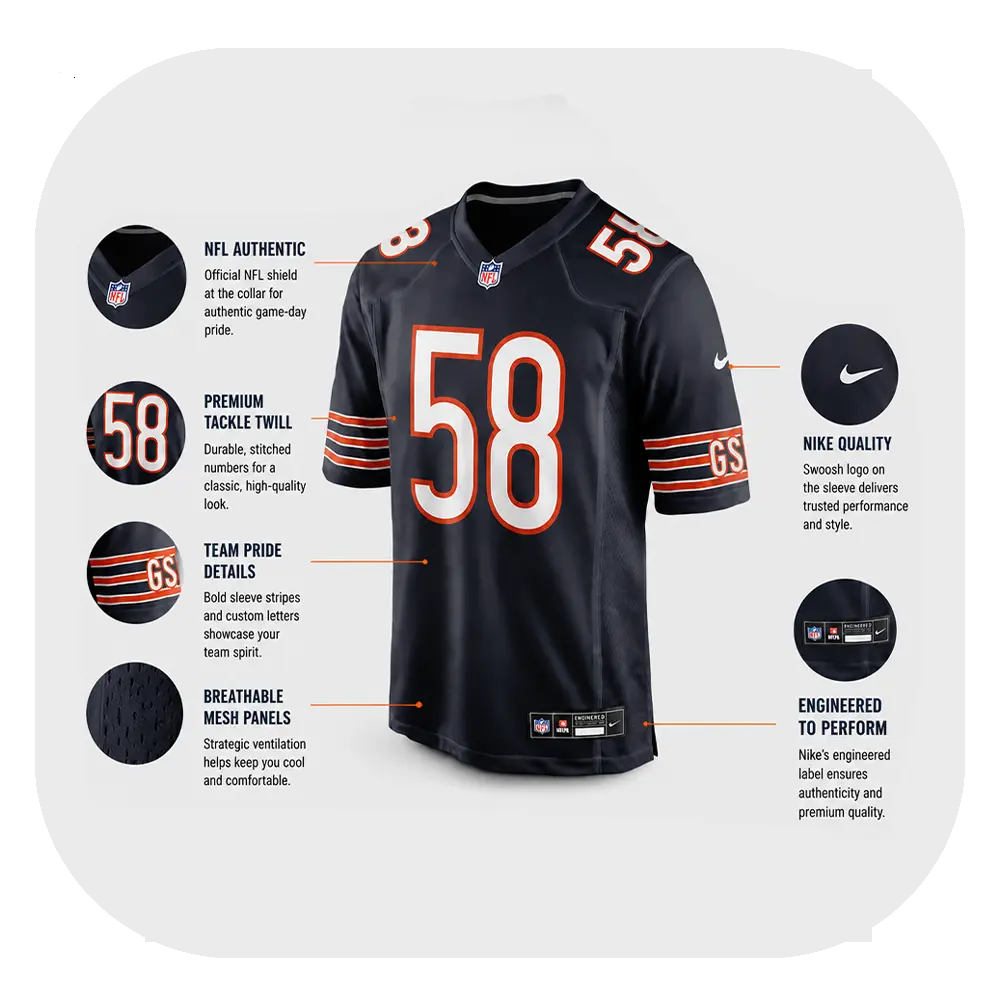 Darnell Wright Bears Navy Jersey
