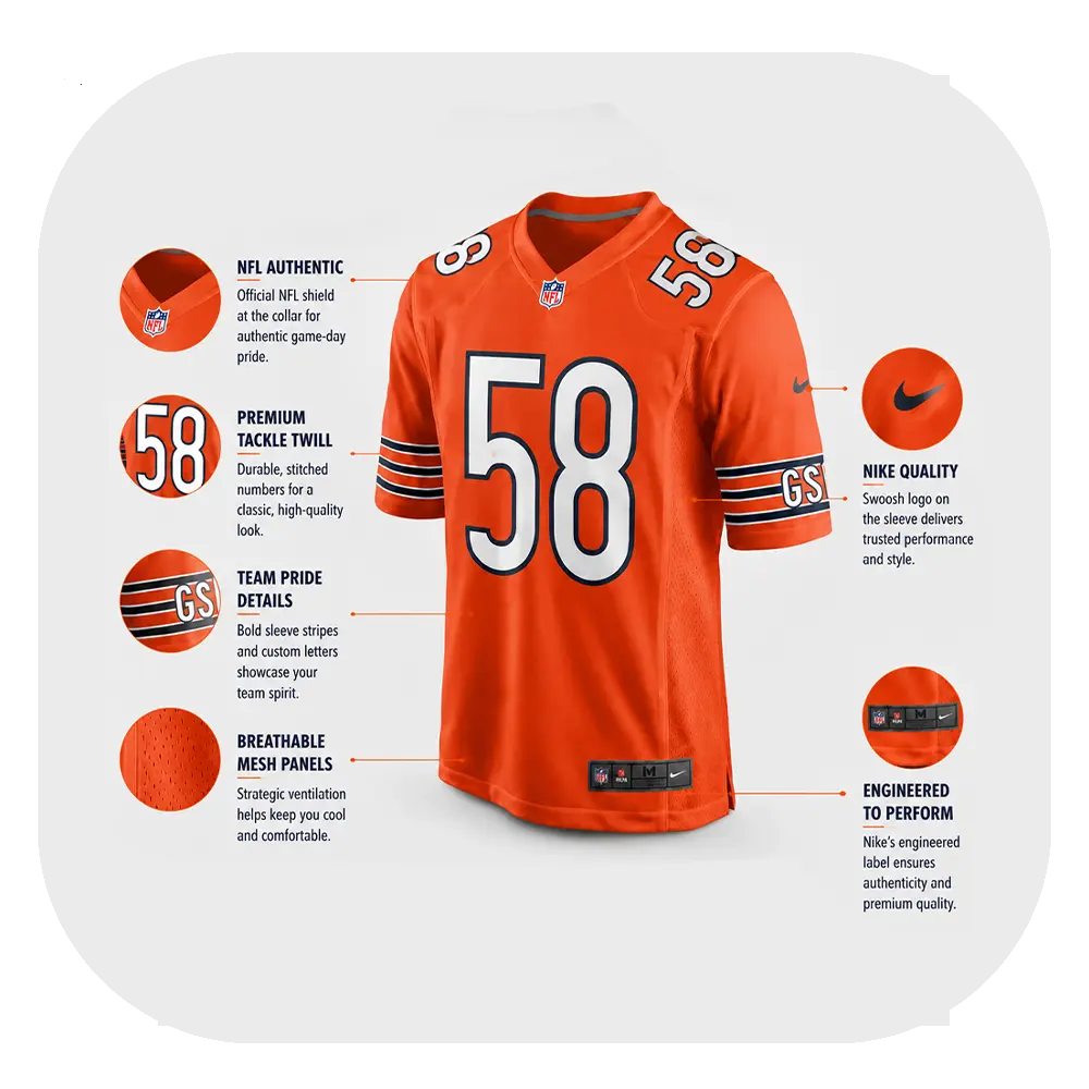 Wright Bears Fan Orange Jersey